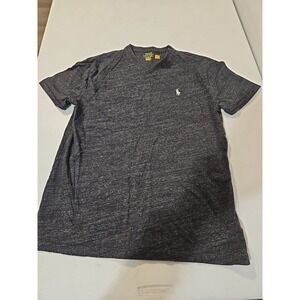 Polo Ralph Lauren V-neck Classic Fit T Shirt Size Small Charcoal White Logo(1359